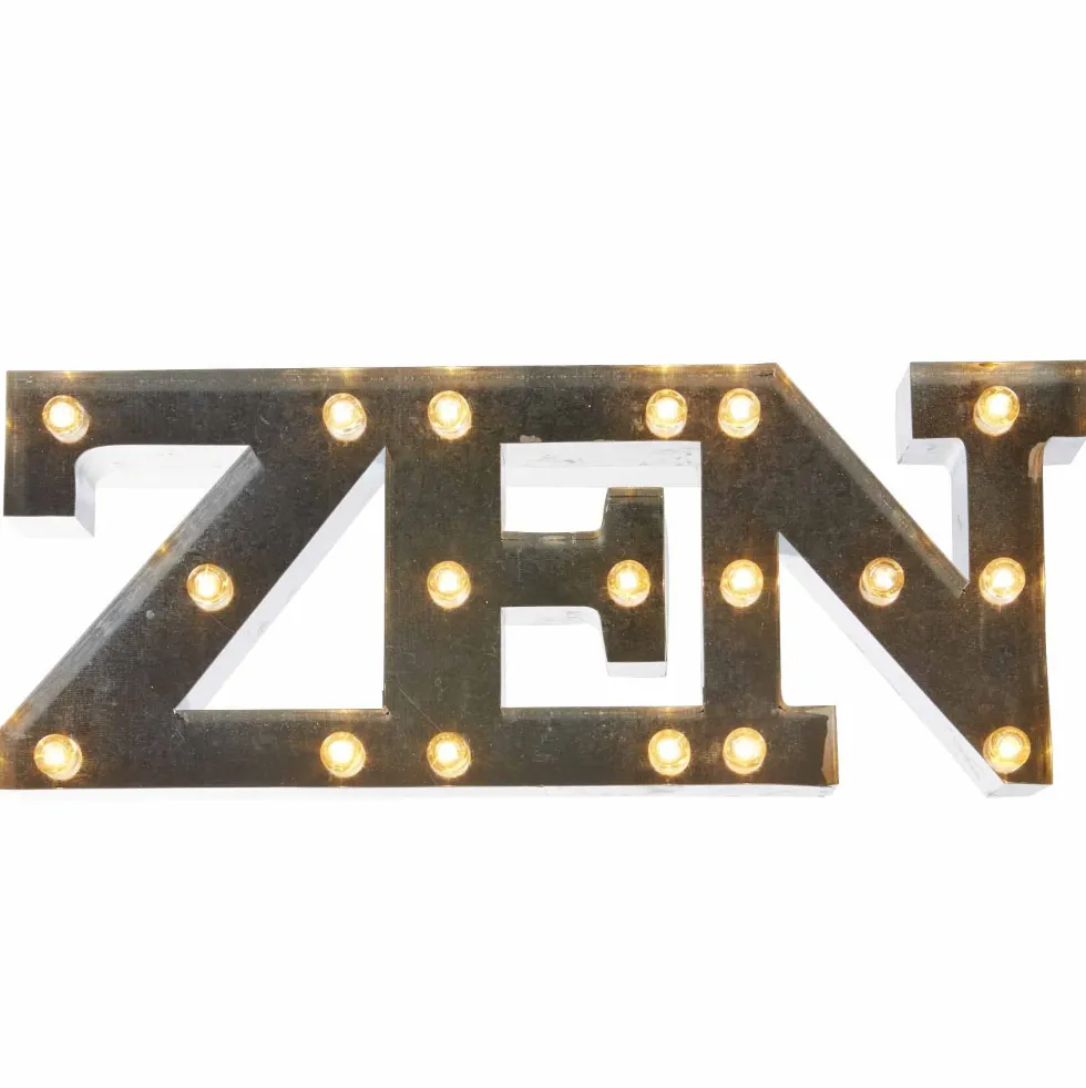 Décoration lumineuse LED mot ZEN effet zinc gris