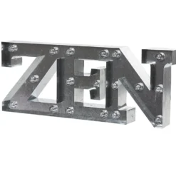 Décoration lumineuse LED mot ZEN effet zinc gris