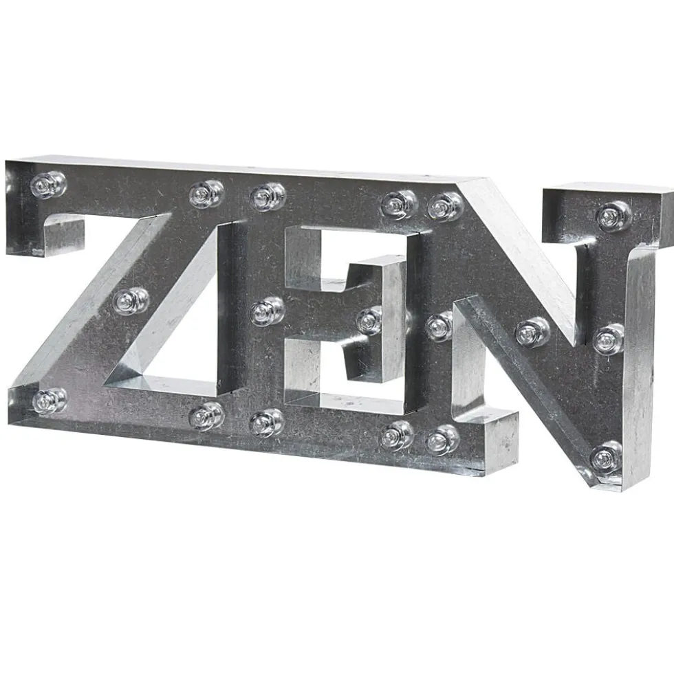 Décoration lumineuse LED mot ZEN effet zinc gris
