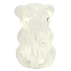 Décoration lumineuse à poser ourson en verre transparent et blanc H17,5cm