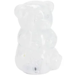 Décoration lumineuse à poser ourson en verre transparent et blanc H17,5cm