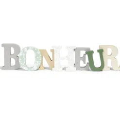 Décoration mot BONHEUR en bois L49xH14cm