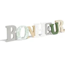 Décoration mot BONHEUR en bois L49xH14cm