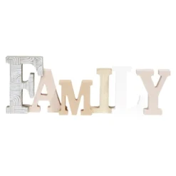 Décoration mot FAMILY en bois L49xH14cm