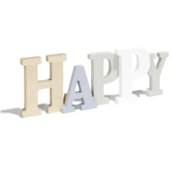 Décoration mot HAPPY en bois L49xH14cm