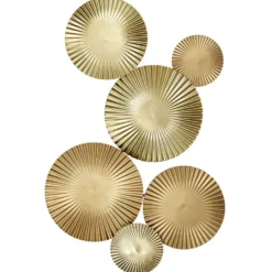Décoration murale Cercles en métal strié doré L81,5 cm