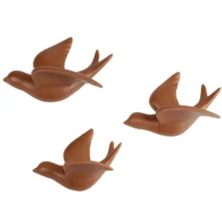 Décoration murale hirondelle x3 tailles en céramique marron