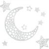 Décoration murale orientale à coller étoiles et lune bois argenté
