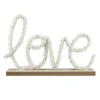 Décoration à poser bois mot en laine bouclée Home Love blanc 26x6xH17cm
