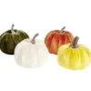 Décoration à poser forme citrouille velours 4 pièces Ø7,5xH6,5cm