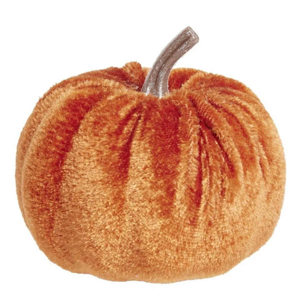 Décoration à poser forme citrouille velours 4 pièces Ø7,5xH6,5cm