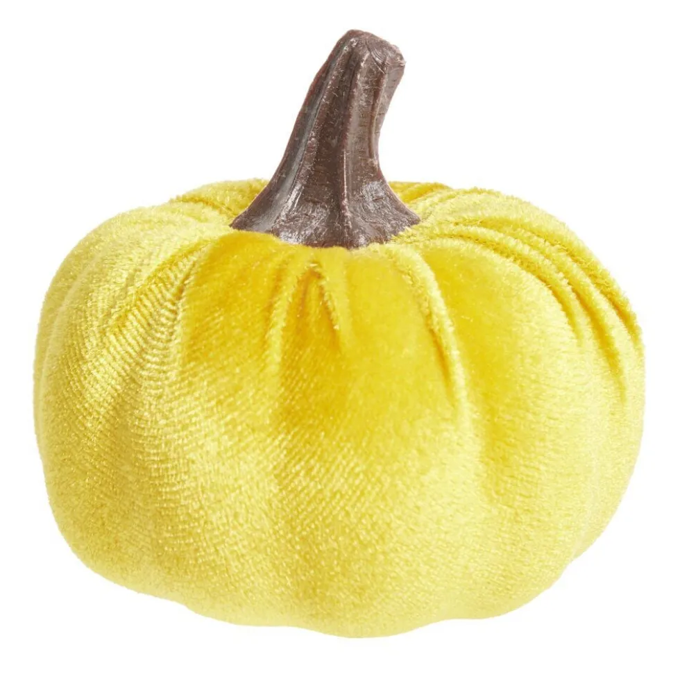 Décoration à poser forme citrouille velours 4 pièces Ø7,5xH6,5cm