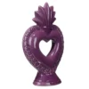 Décoration à poser grès coeur 13,5xH20,5cm (2 modèles violet ou vert)