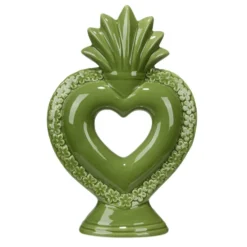 Décoration à poser grès coeur 13,5xH20,5cm (2 modèles violet ou vert)