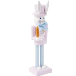 Décoration à poser lapin casse noisette pastel H25cm (2 modèles bleu ou rose)
