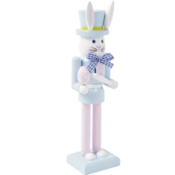 Décoration à poser lapin casse noisette pastel H25cm (2 modèles bleu ou rose)