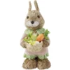 Décoration à poser lapin fermier en paille avec accessoires H32cm (2 modèles)