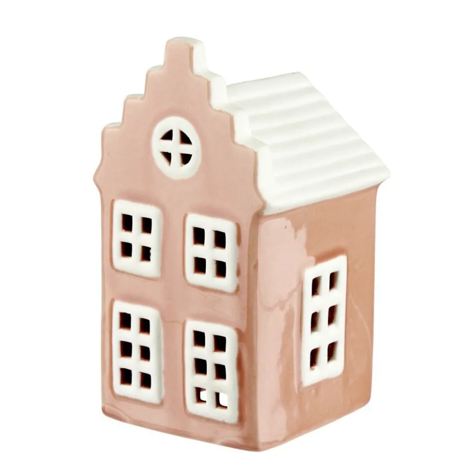 Décoration à poser maisonnette en dolomite 6x6xH11,5cm (2 modèles)