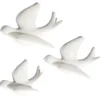 Décoration à poser 3 oiseaux en céramique beige