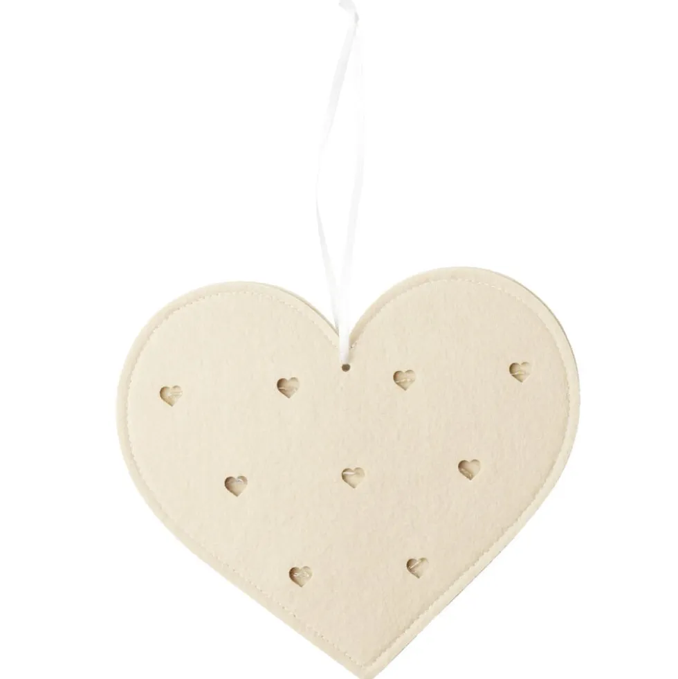 Décoration à suspendre forme coeur feutrine 17xH20cm (3 modèles)