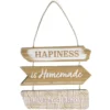 Décoration à suspendre panneaux en bois Happiness H53,5cm