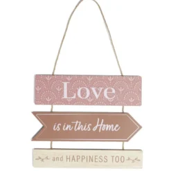 Décoration à suspendre panneaux en bois Home and Happiness H53,5cm