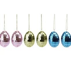Décoration à suspendre x6 oeuf à facettes colorées Ø4xH6cm