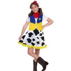 Deguiz'box enfant Cow Girl multicolore avec jupe motif vache 7/10 ans