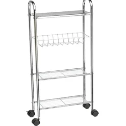 Desserte de salle de bains 4 niveaux métal gris
