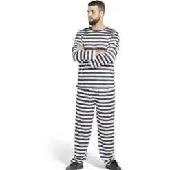 Déguisement adulte prisonnier rayé noir blanc - Taille M