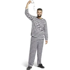 Déguisement adulte prisonnier rayé noir blanc - Taille M