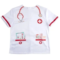 Déguisement enfant docteur avec t-shirt et bonnet blanc (4/6ans ou 7/10)