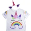 Déguisement enfant licorne avec t-shirt et serre-tête blanc (4/6ans ou 7/10)
