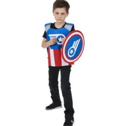 Déguisement enfant super héro armure et bouclier bleu rouge