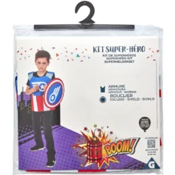 Déguisement enfant super héro armure et bouclier bleu rouge