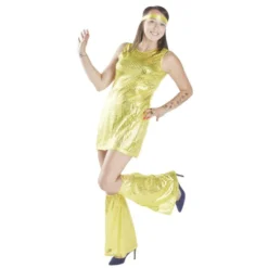 Déguisement femme disco doré 3 pièces Taille M