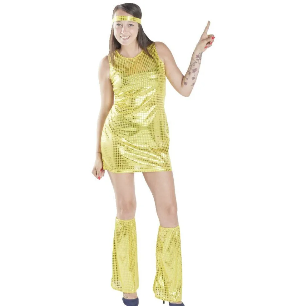Déguisement femme disco doré 3 pièces Taille M
