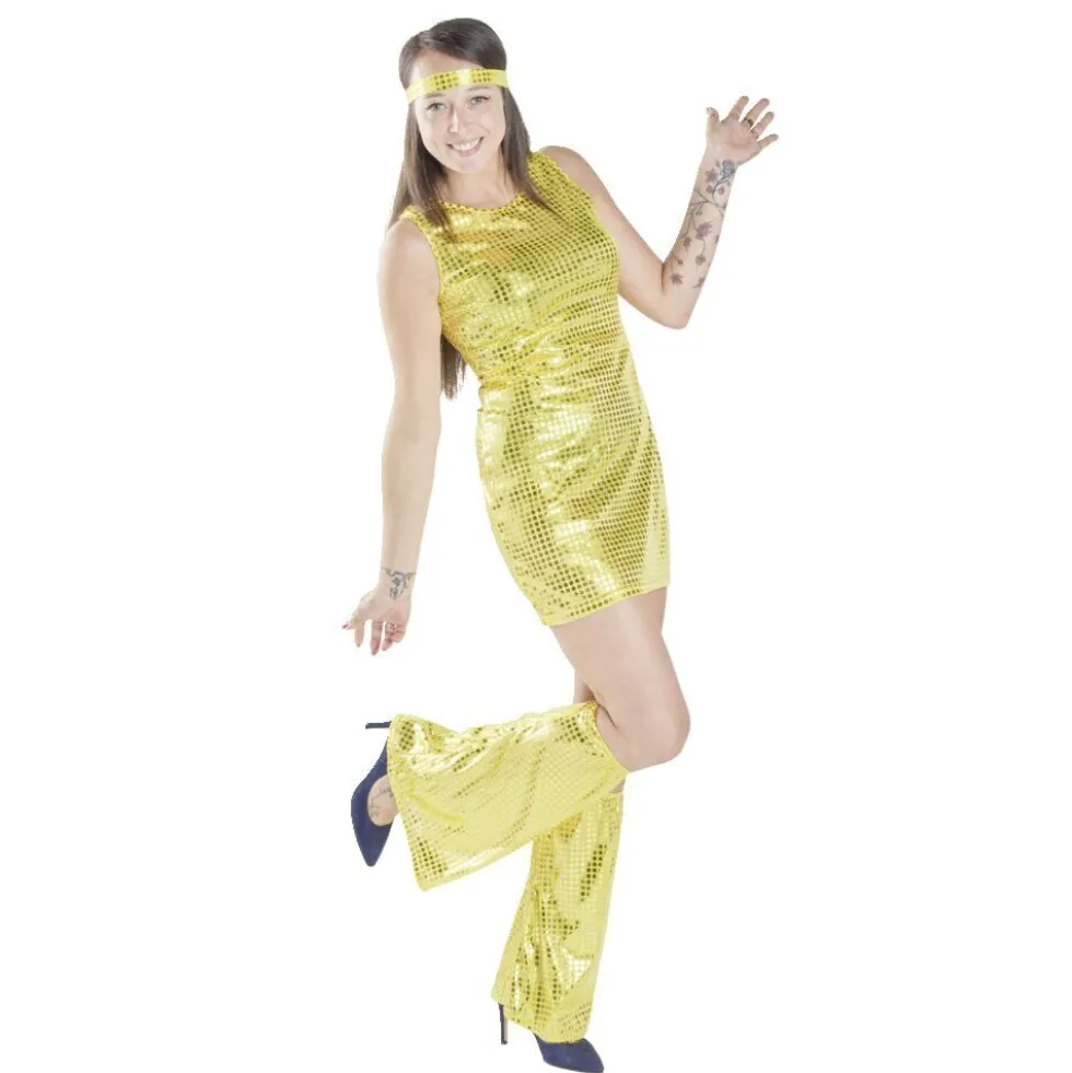 Déguisement femme disco doré 3 pièces Taille M