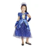 Déguisement fille 4/6 ans robe de magicienne bleue serre tête et gants
