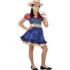 Déguisement fille Cowgirl robe et chapeau rouge bleu 11/14 ans