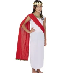 Déguisement fille Déesse robe et bandeau blanc or 4/6 ans