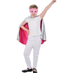 Déguisement fille super héro cape et masque rose