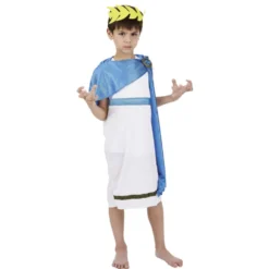 Déguisement garçon Dieu grec blanc et bleu 4/6 ans