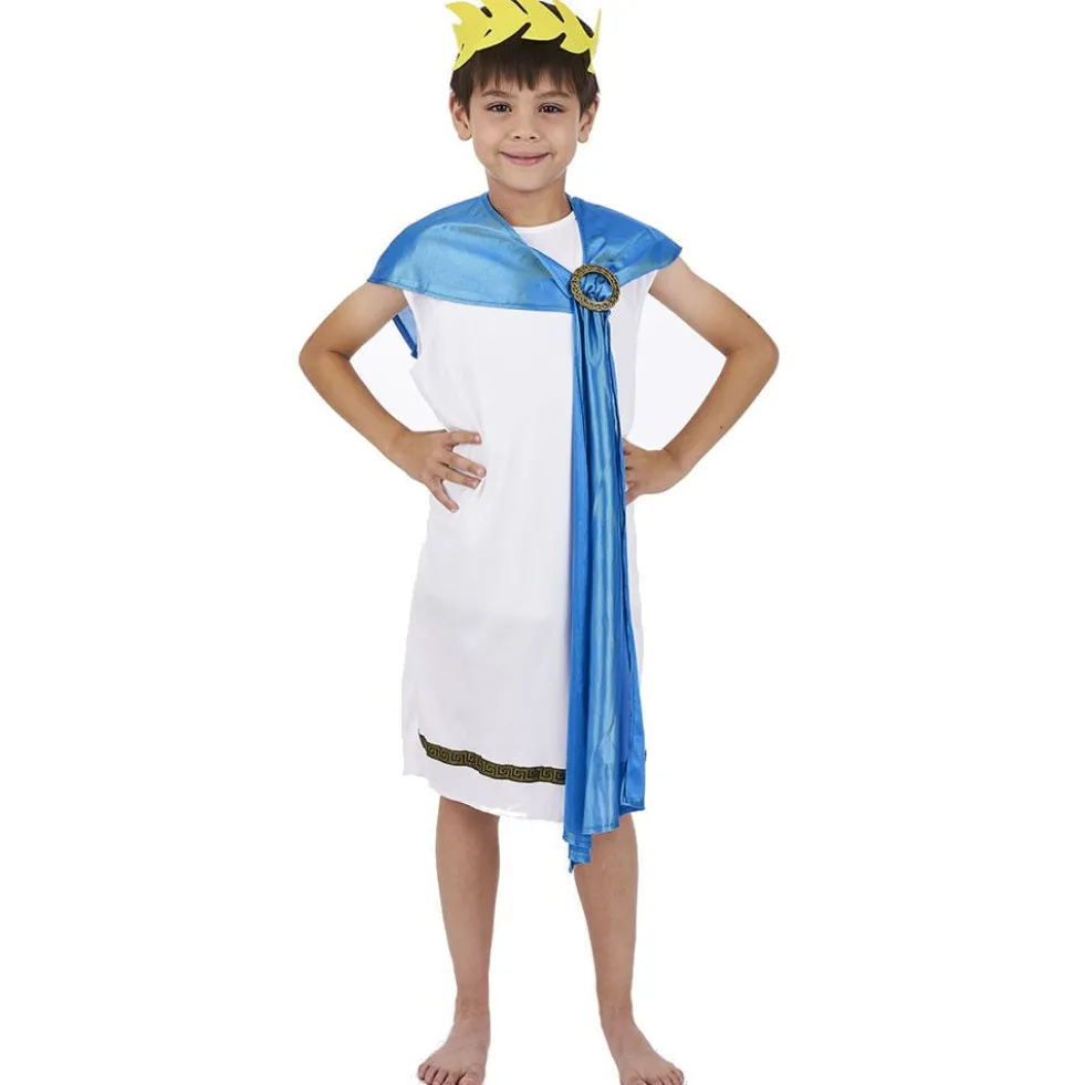 Déguisement garçon Dieu grec blanc et bleu 7/10 ans