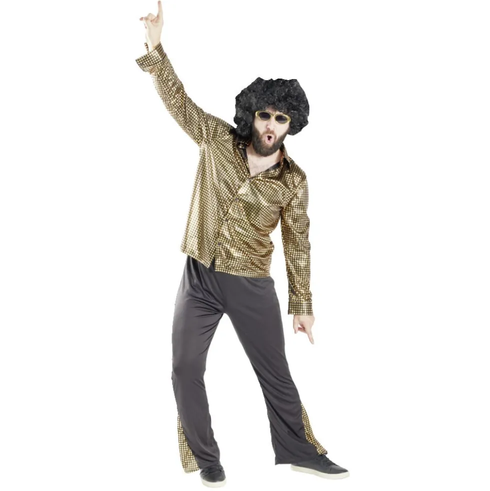 Déguisement homme disco noir et doré pour homme 2 pièces Taille unique