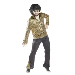 Déguisement homme disco noir et doré pour homme 2 pièces Taille unique