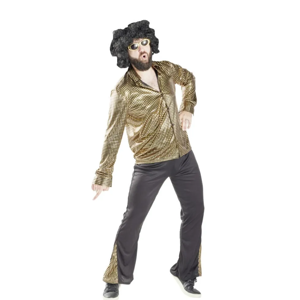 Déguisement homme disco noir et doré pour homme 2 pièces Taille unique