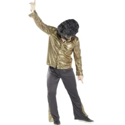 Déguisement homme disco noir et doré pour homme 2 pièces Taille unique