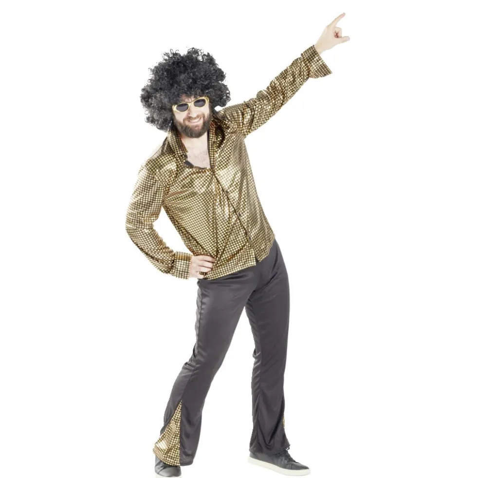 Déguisement homme disco noir et doré pour homme 2 pièces Taille unique