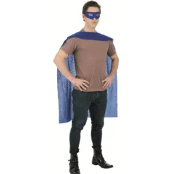 Déguisement homme Super héro cape et masque bleus